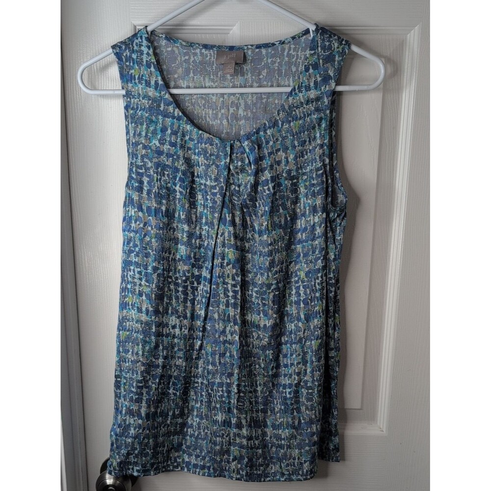 J. Jill Blue Multi-Pattern Sleeveless Tank Size S